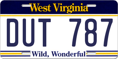 WV license plate DUT787