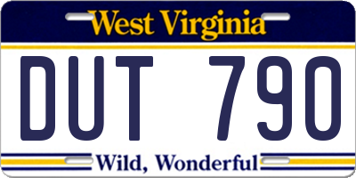 WV license plate DUT790