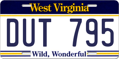 WV license plate DUT795