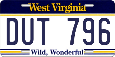WV license plate DUT796