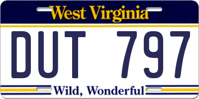 WV license plate DUT797