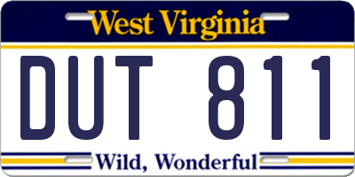 WV license plate DUT811