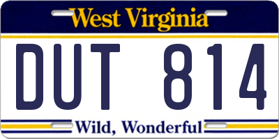 WV license plate DUT814