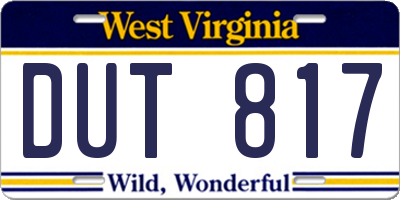 WV license plate DUT817