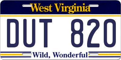 WV license plate DUT820