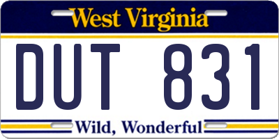 WV license plate DUT831