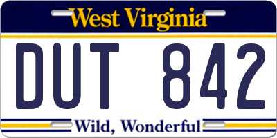 WV license plate DUT842