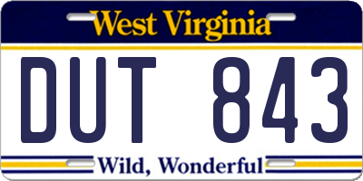 WV license plate DUT843