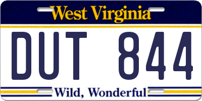 WV license plate DUT844