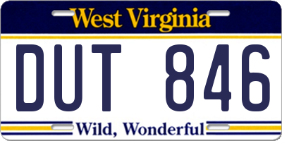 WV license plate DUT846