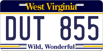 WV license plate DUT855