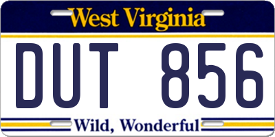 WV license plate DUT856