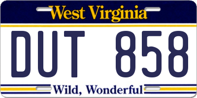 WV license plate DUT858