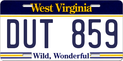 WV license plate DUT859