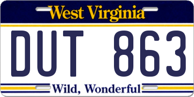 WV license plate DUT863