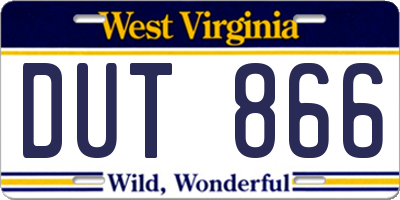WV license plate DUT866