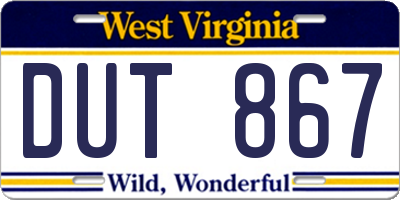 WV license plate DUT867
