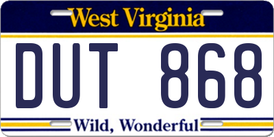 WV license plate DUT868