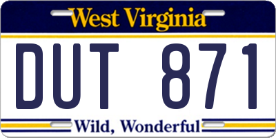 WV license plate DUT871