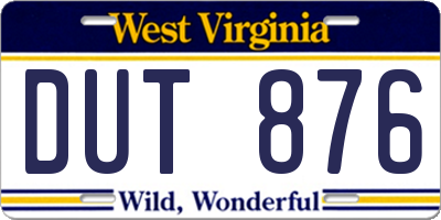 WV license plate DUT876