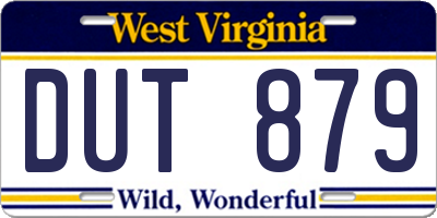 WV license plate DUT879