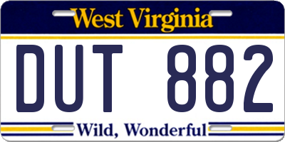 WV license plate DUT882