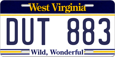 WV license plate DUT883