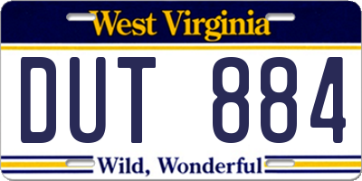 WV license plate DUT884