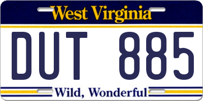 WV license plate DUT885