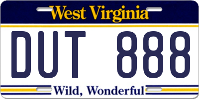 WV license plate DUT888
