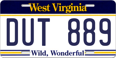 WV license plate DUT889