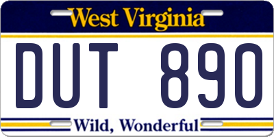 WV license plate DUT890