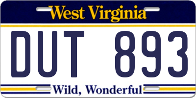 WV license plate DUT893