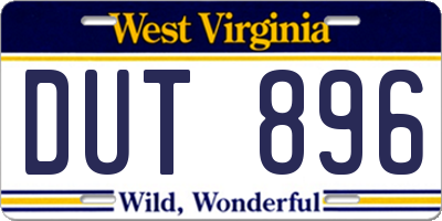 WV license plate DUT896