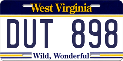 WV license plate DUT898