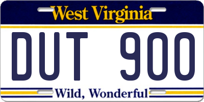 WV license plate DUT900