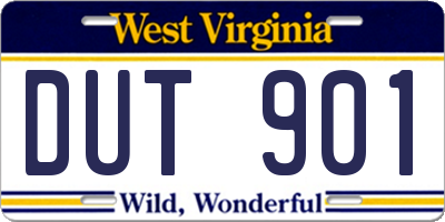 WV license plate DUT901