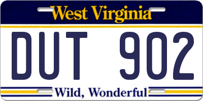 WV license plate DUT902