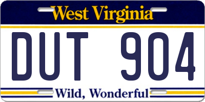 WV license plate DUT904