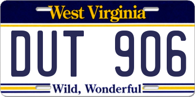 WV license plate DUT906