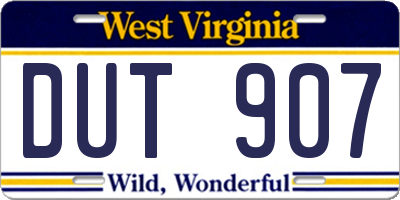 WV license plate DUT907