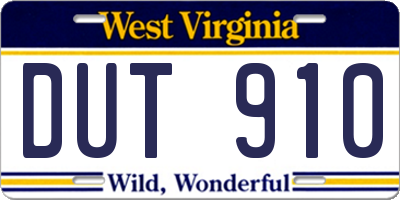 WV license plate DUT910