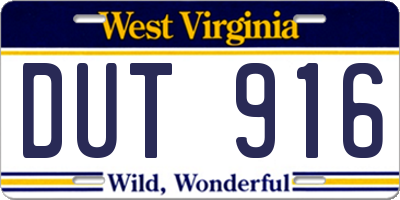 WV license plate DUT916
