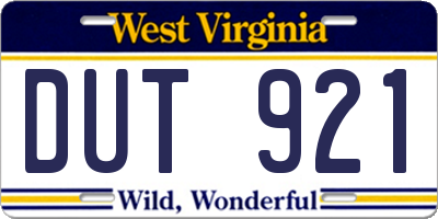 WV license plate DUT921