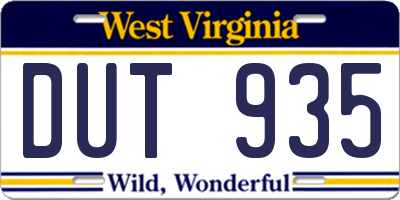 WV license plate DUT935