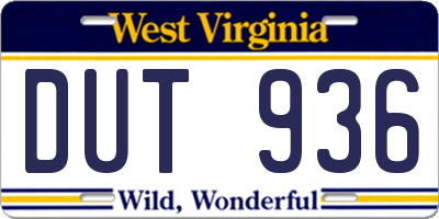 WV license plate DUT936