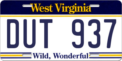 WV license plate DUT937