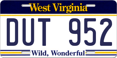 WV license plate DUT952