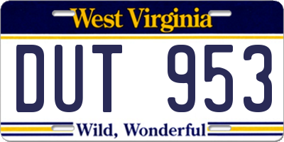 WV license plate DUT953