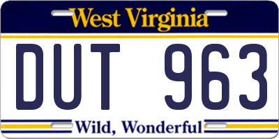 WV license plate DUT963